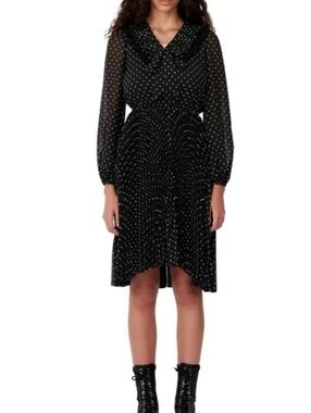Maje Ribul Swiss-Dot Pleated Dress